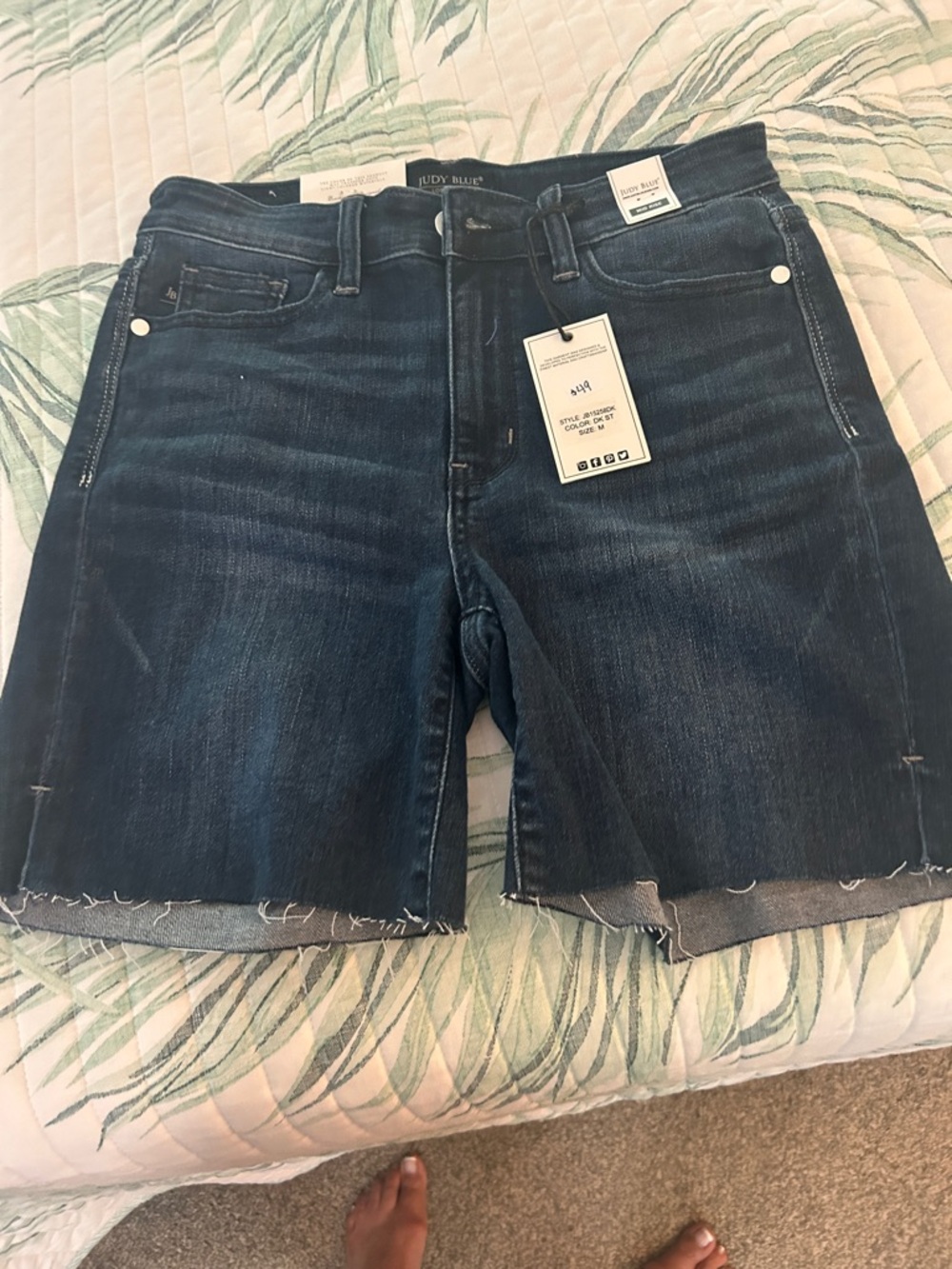 Judy Blue Dark Indigo Denim Cutoff Shorts